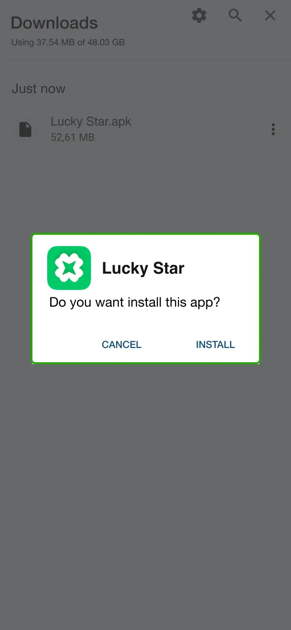 Install Lucky Star app then sign in.
