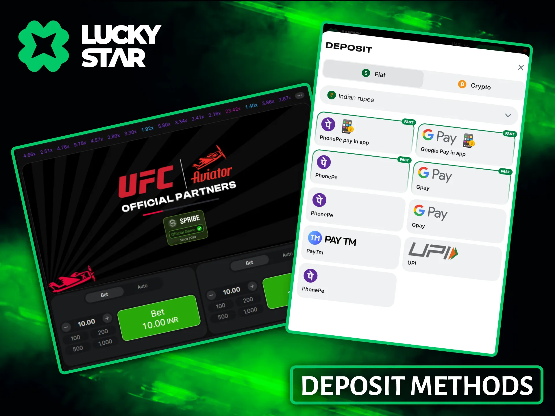 Top up your account balance easily using secure payment methods on Lucky Star.