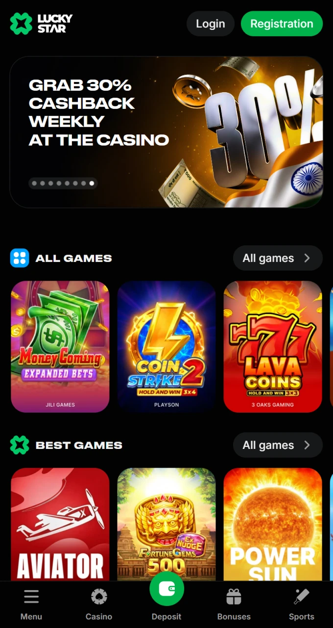 Open Aviator to start your Lucky Star online game.