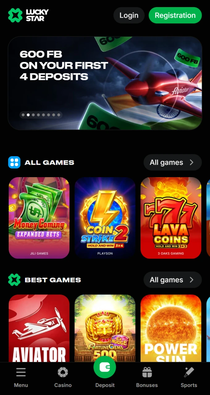 To explore Lucky Star's game lobbies, visit the official mobile website.