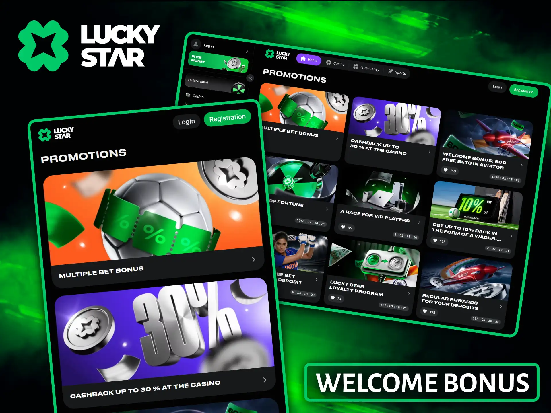 Activate a generous sports betting welcome bonus to place your first bets on Lucky Star.