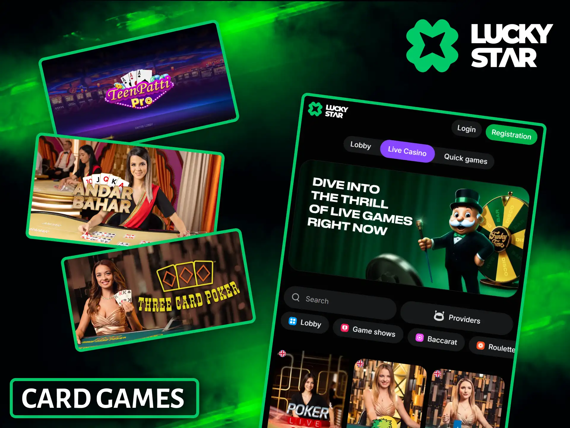 Experience the thrill of immersive real-time card games available at Lucky Star casino.