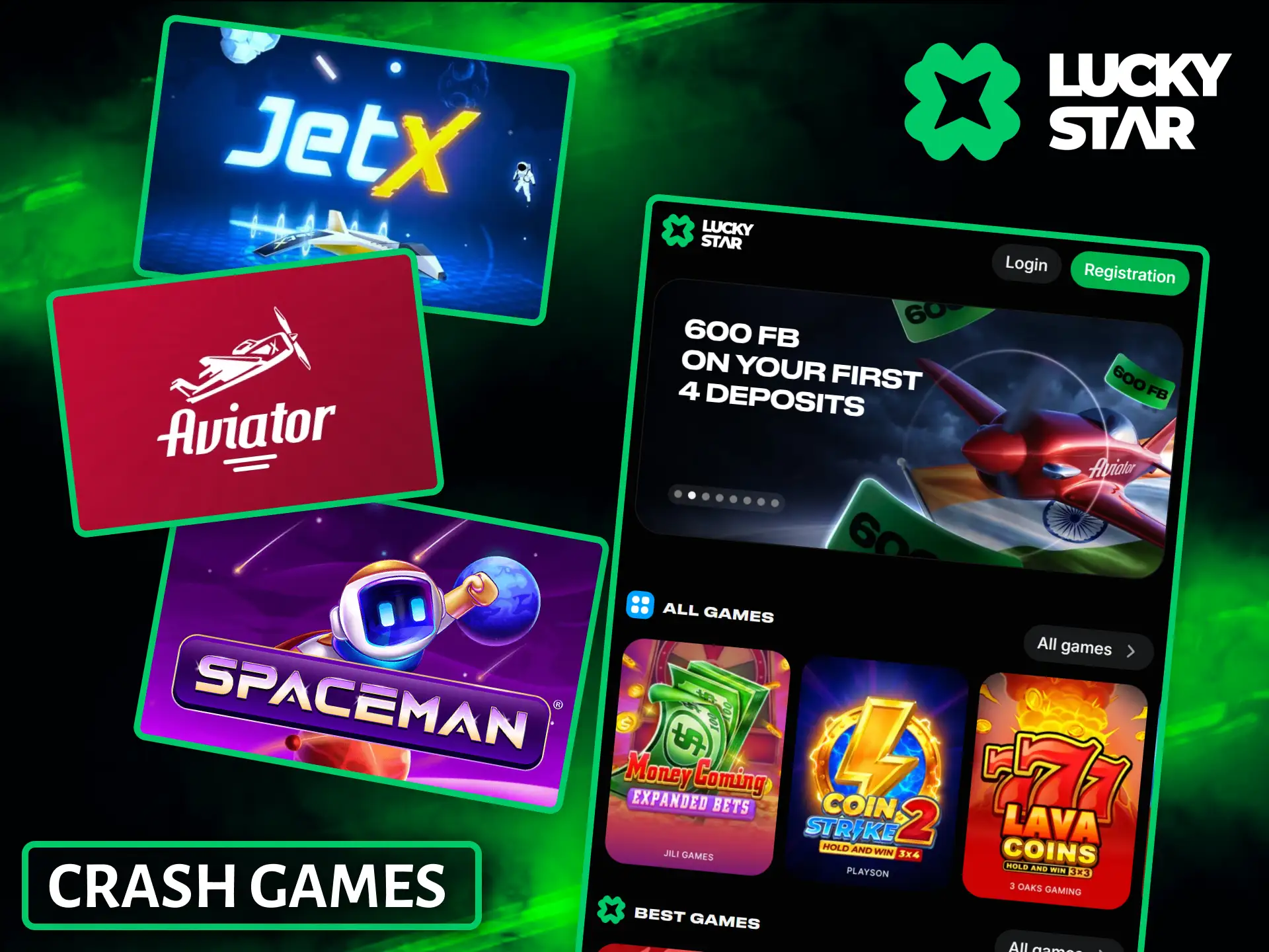 Test your instincts with an exciting selection of modern dynamic crash games on Lucky Star.