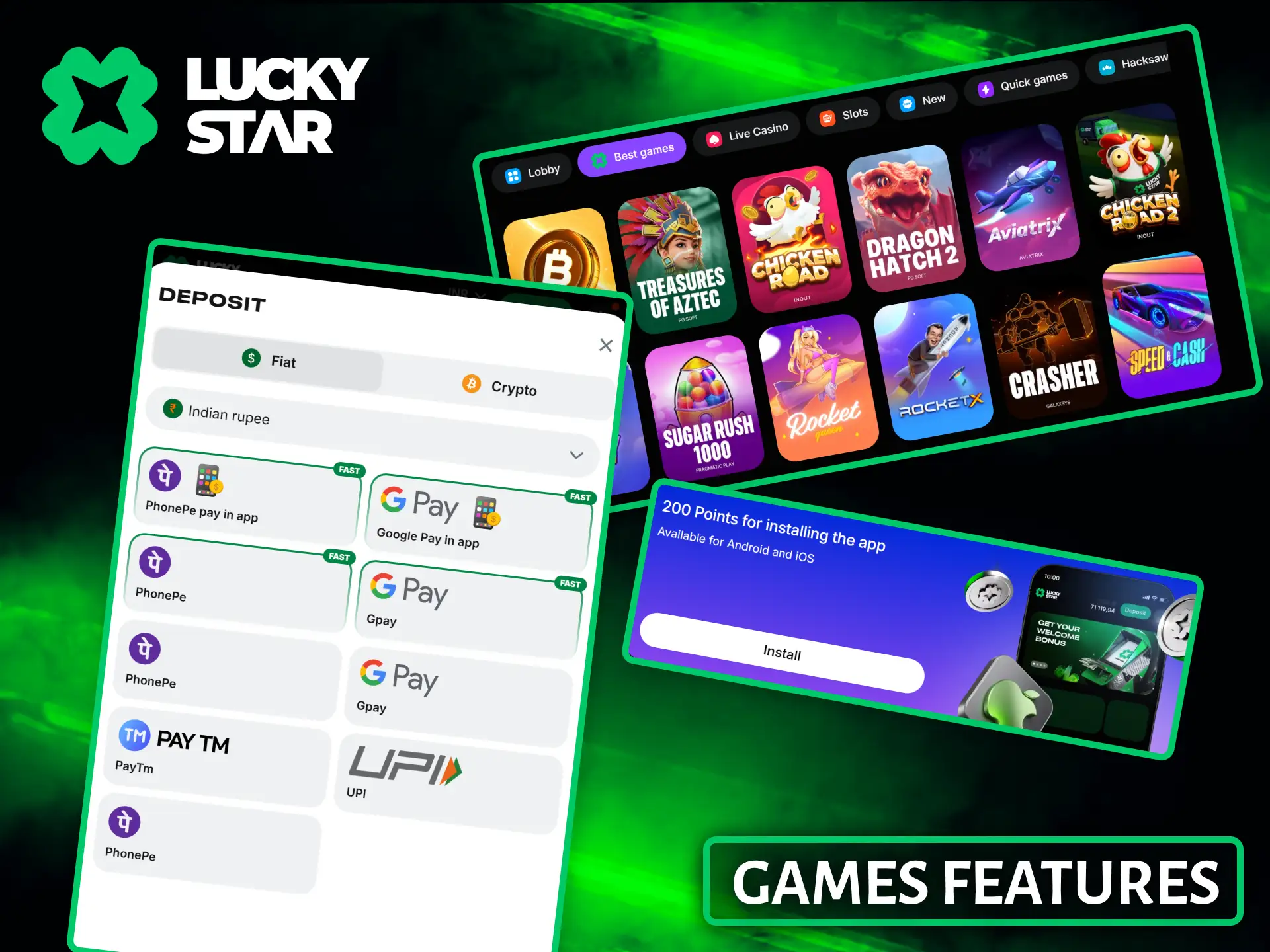 Experience the innovative features of the Lucky Star mobile app and convenient payment methods.
