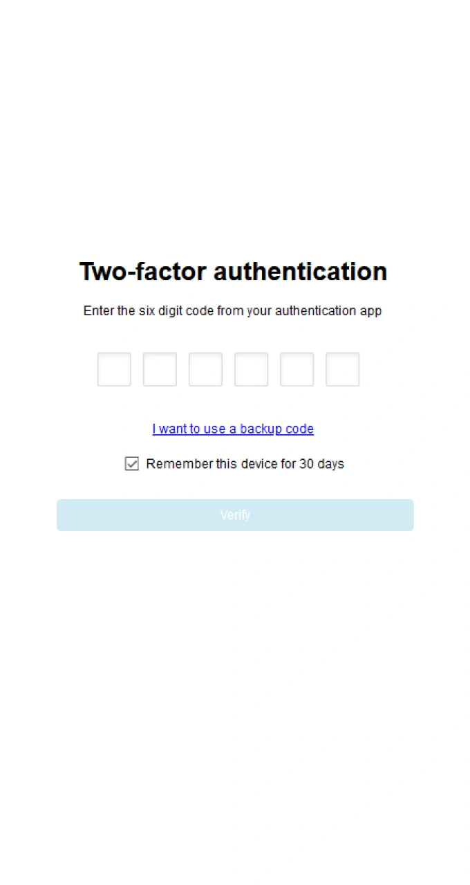 Enter your secure code for two factor authentication on Lucky Star.