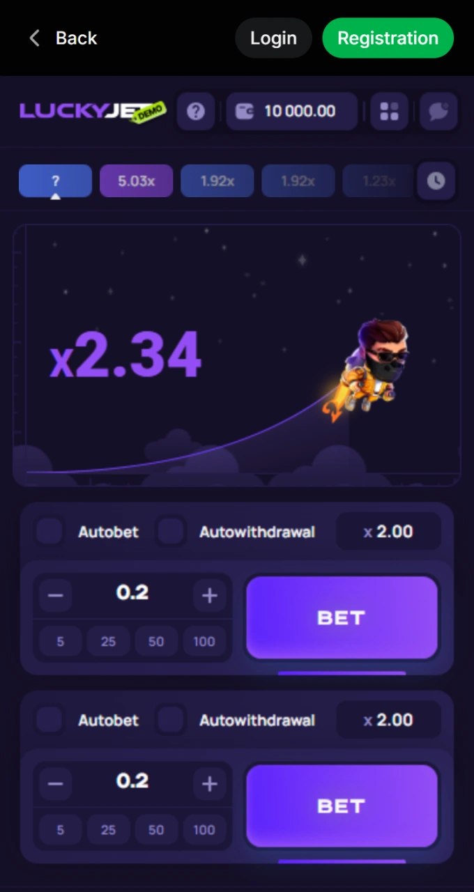Open the Lucky Jet Crash game to start playing on the Lucky Star server.