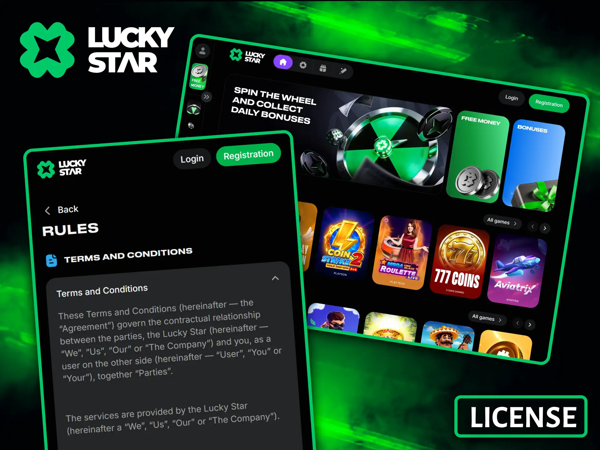 Lucky Star official brand operates legally according to strict rules and terms and conditions.