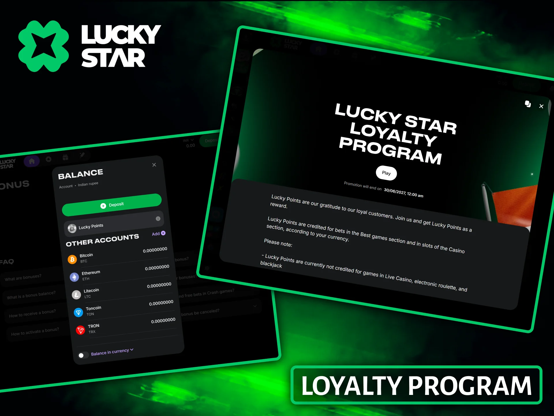 Earn valuable rewards by participating actively in the official Lucky Star loyalty program.