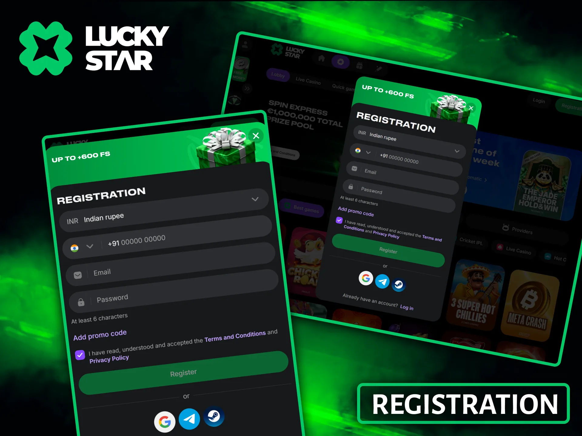 Complete the quick registration process to open a personal account on Lucky Star.
