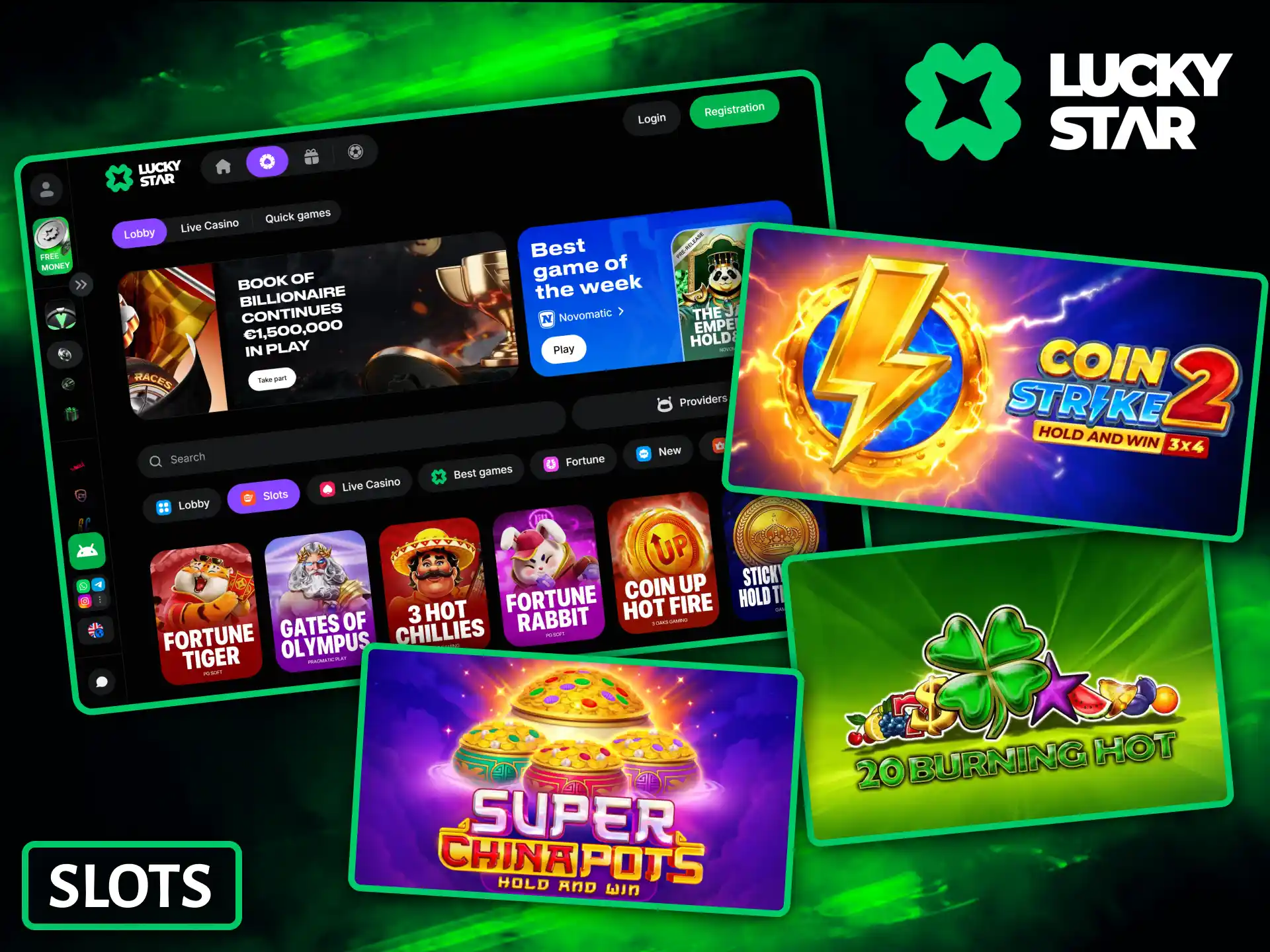 Discover a massive catalog of colorful online slot machines at Lucky Star casino.