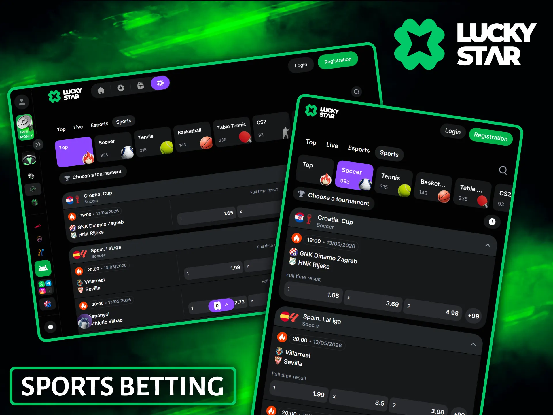 Place bets on numerous worldwide athletic events via the Lucky Star sports betting platform.