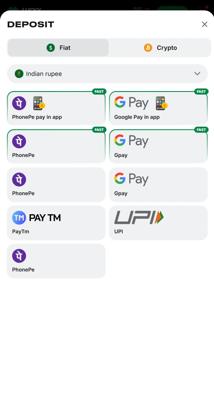 Select your preferred secure withdrawal method from your Lucky Star control panel.
