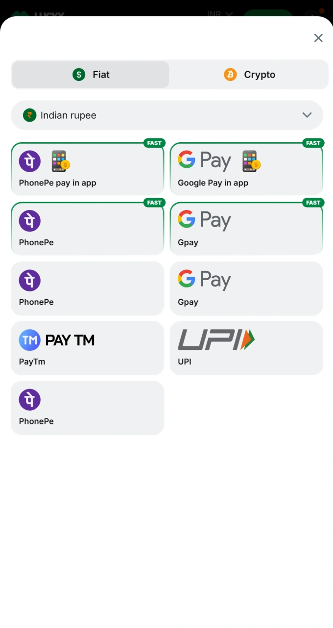 Select your preferred secure withdrawal method from your Lucky Star control panel.