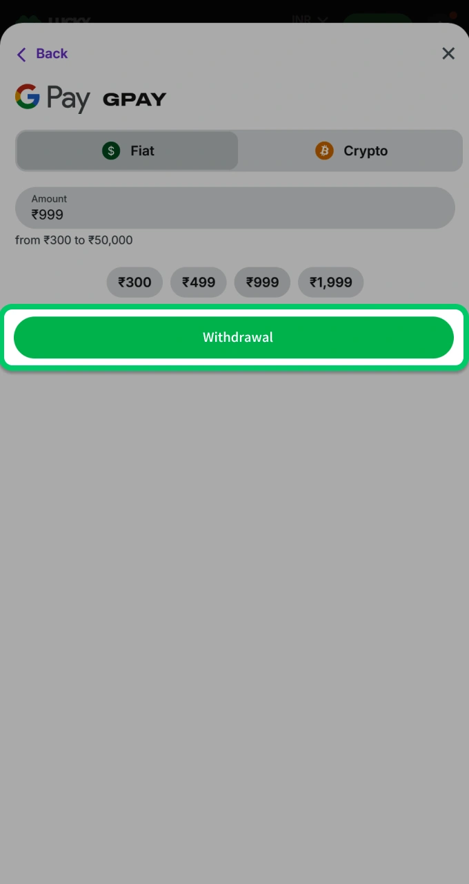 Click the green button to confirm and process your secure withdrawal from Lucky Star.