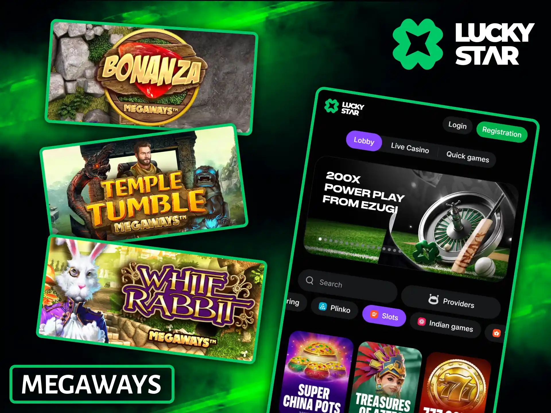 Play Megaways slots with high volatility and thousands of winning combinations at Lucky Star.