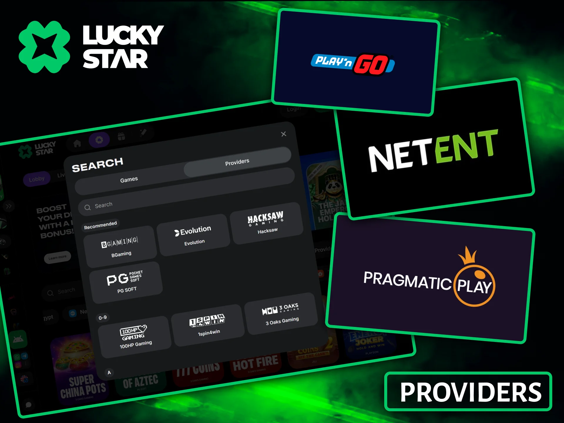 Lucky Star Casino partners only with certified and licensed global gaming software providers.