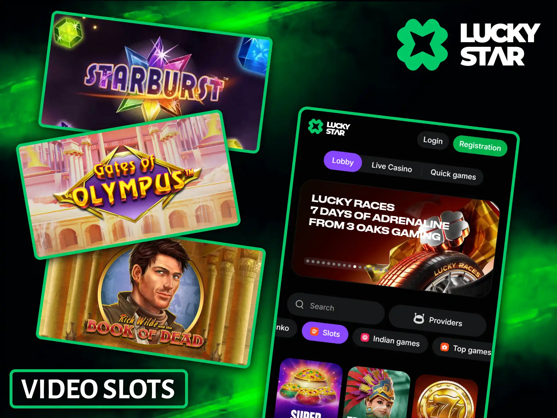 Discover exciting video slots with colorful graphics and a wealth of features at Lucky Star.